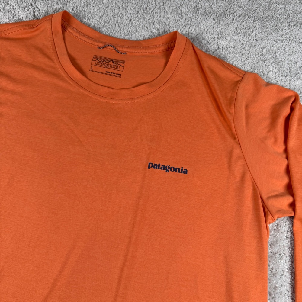 Patagonia Capilene Cool Daily Shirt Men Large Orange Long Sleeve Graphic